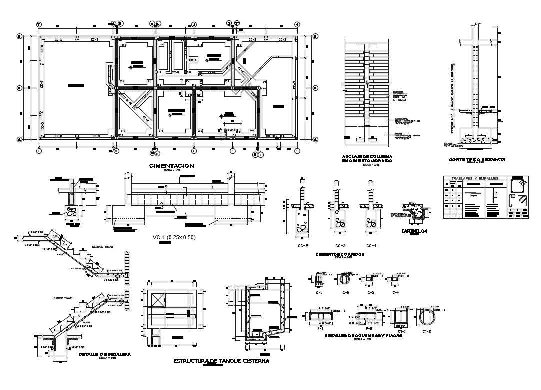 Foundation, staircase and several constructive structure details of ...