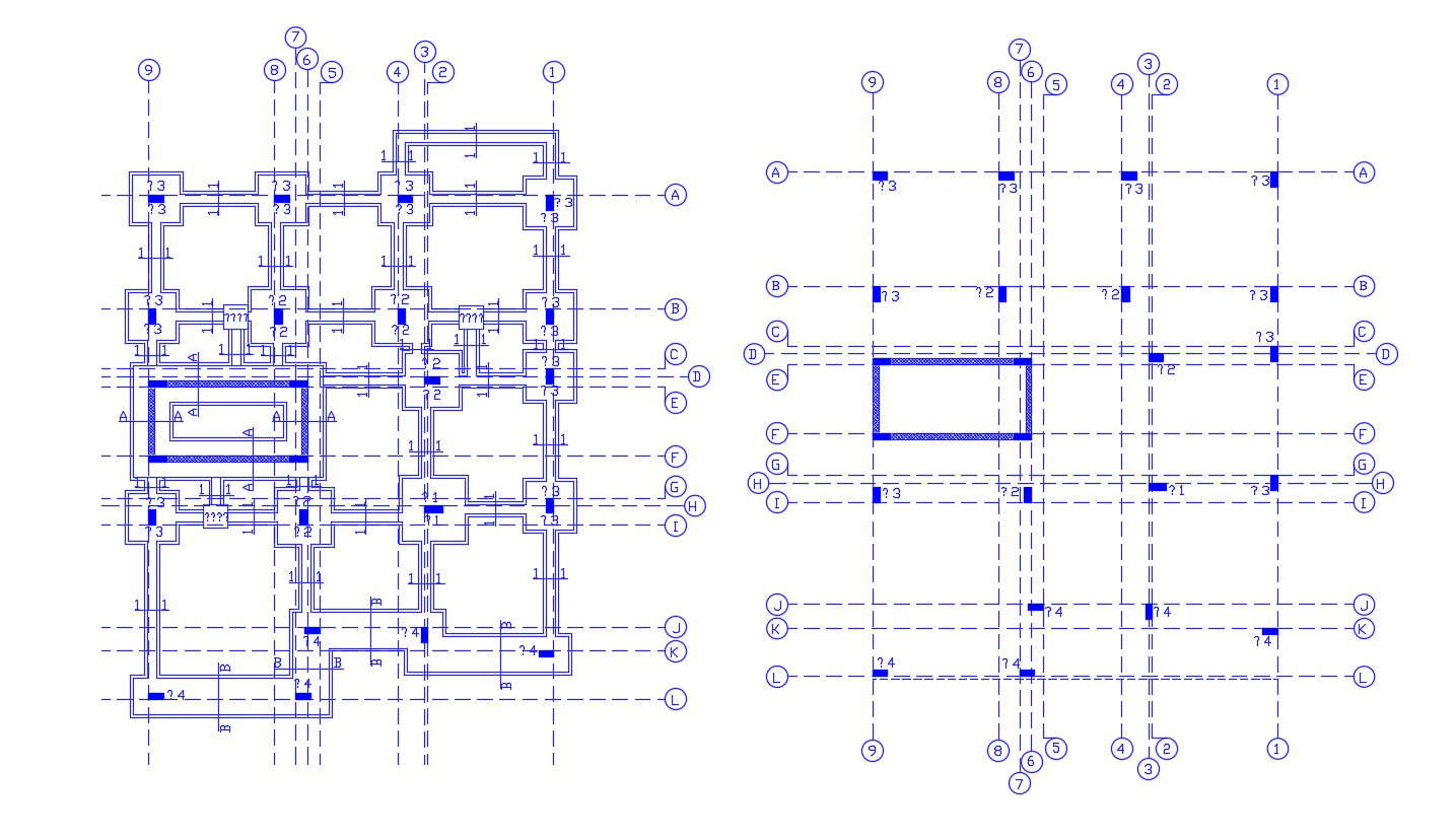 Foundation And Column Layout Plan With Centre Line DWG File - Cadbull