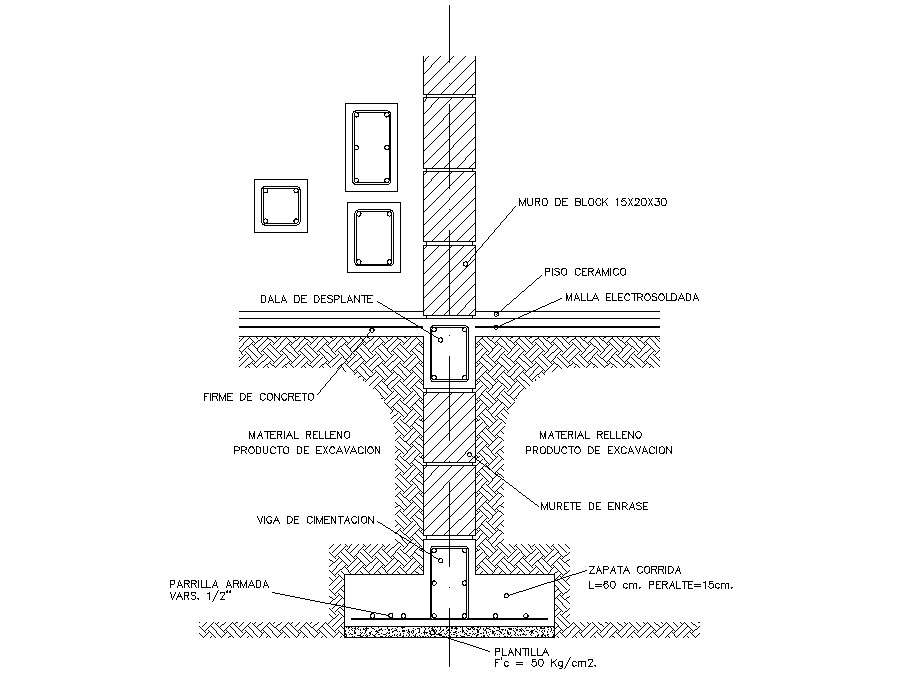 Foundation Design AutoCAD drawing - Cadbull