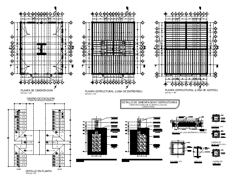 Foundation With Structure Plan Detail In AutoCAD File - Cadbull