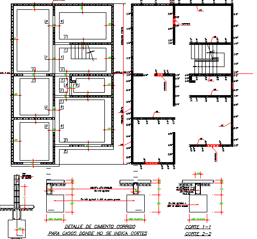 Foundation details with column and beam of building dwg file - Cadbull