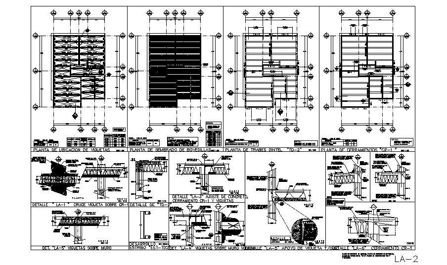 Foundation plan, cover plan and wall construction details of building ...