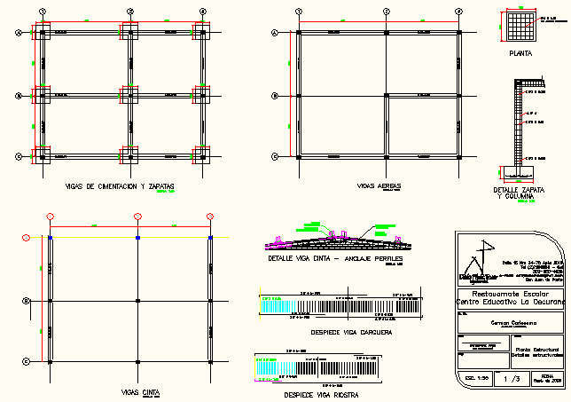 Foundation plan, elevation and section detail dwg file - Cadbull