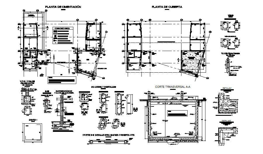 Foundation plan, framing plan and construction details dwg file - Cadbull