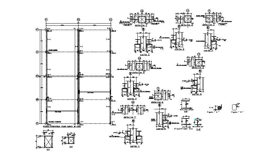 Foundation plan and constructive column structure details dwg file ...