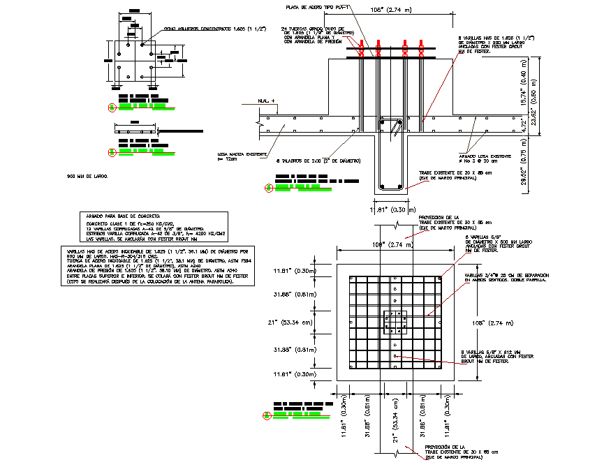 Foundation Plan And Section Autocad File Cadbull