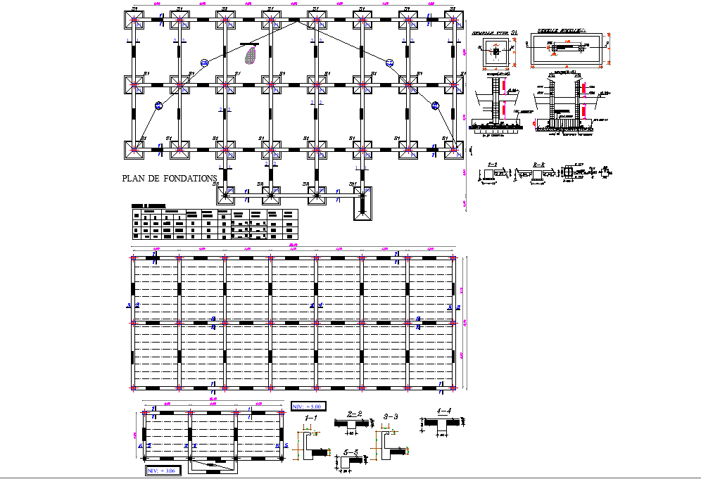 Foundation Plan And Section Detail Cadbull