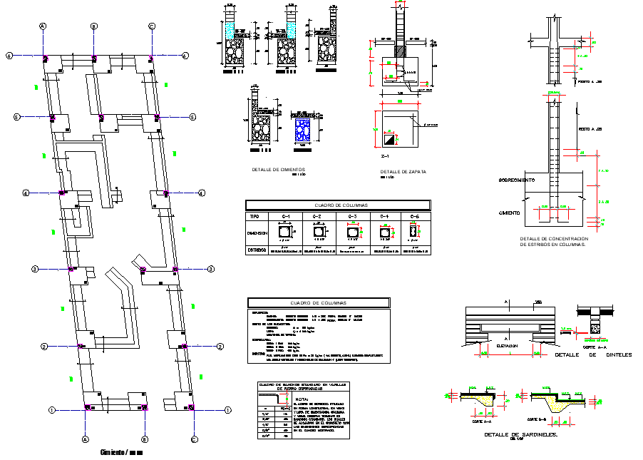 Foundation plan and section detail autocad file - Cadbull