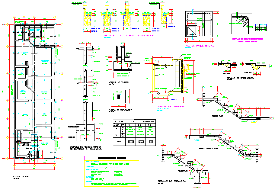 Foundation plan and section detail dwg file - Cadbull