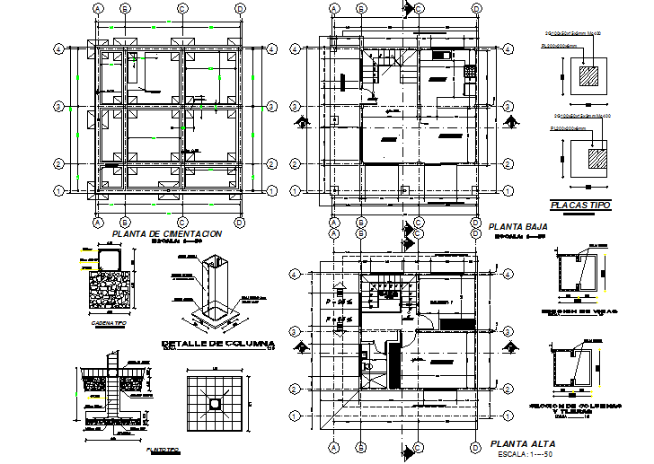 Foundation plan and section detail dwg file - Cadbull