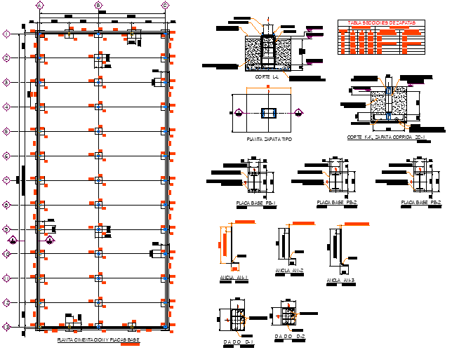 Foundation plan and section detail dwg file - Cadbull