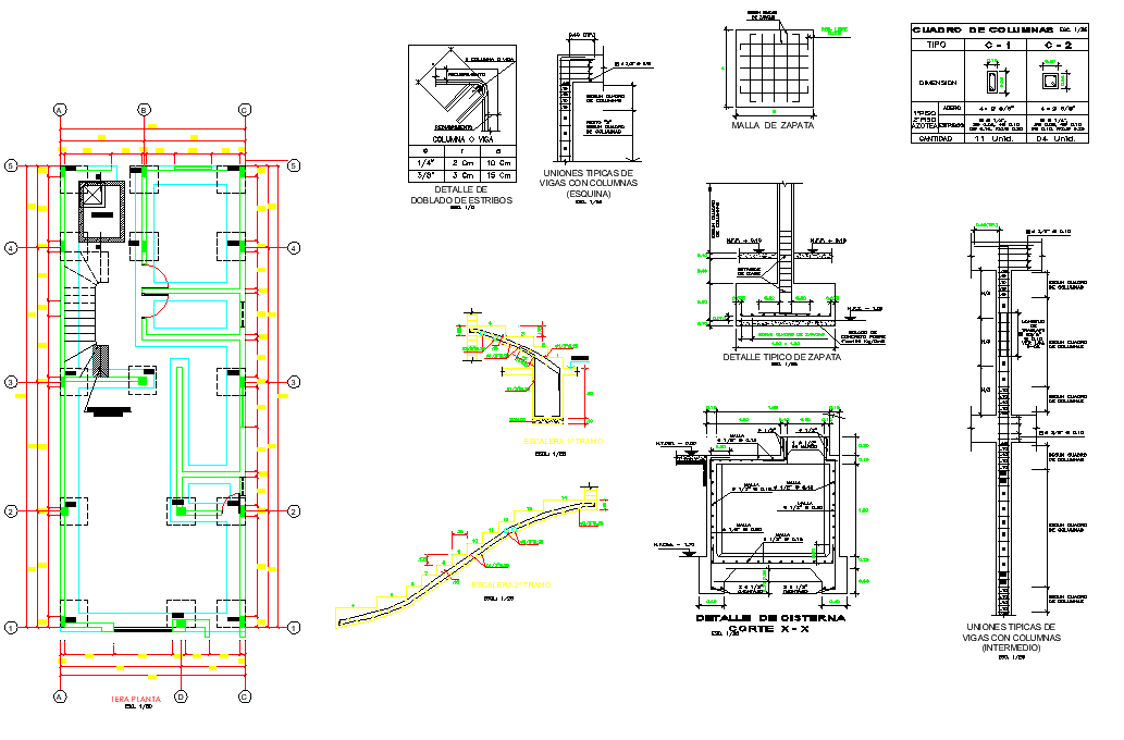 Foundation plan and section detail dwg file - Cadbull