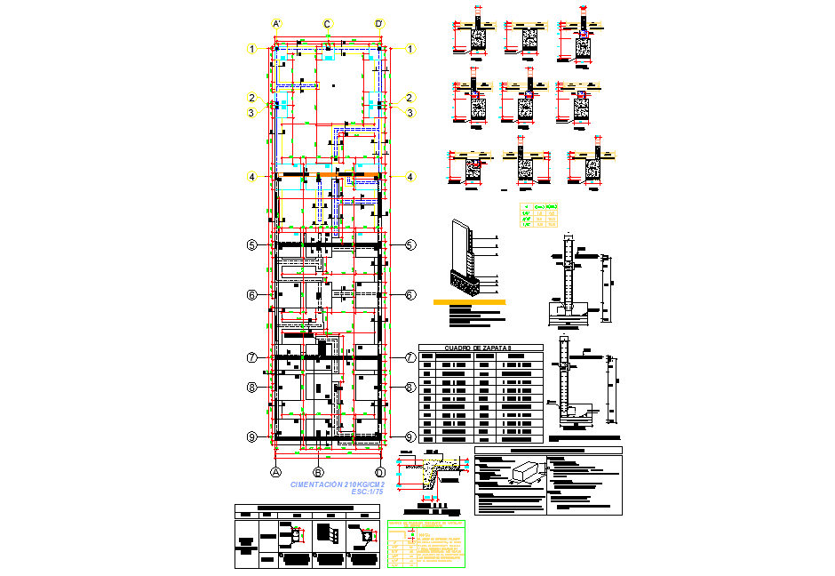 Foundation plan and section detail dwg file - Cadbull