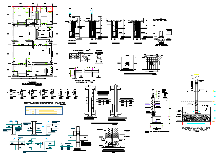 Foundation plan and section detail dwg file - Cadbull