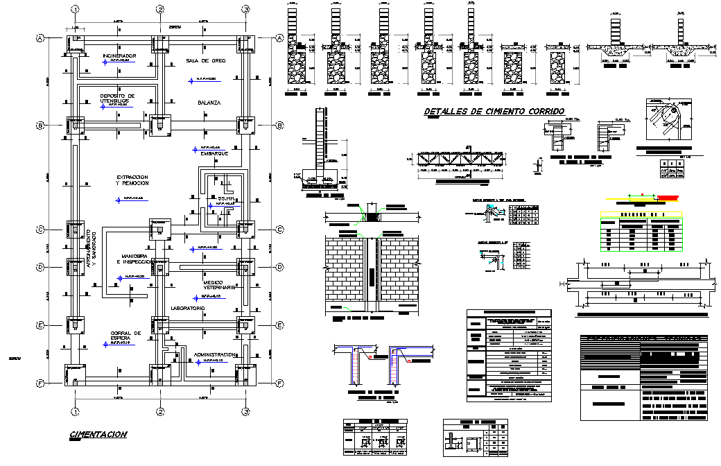 Foundation plan and section detail dwg file - Cadbull