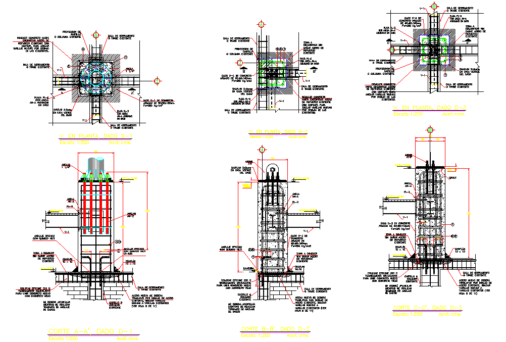 Foundation plan and section layout file - Cadbull