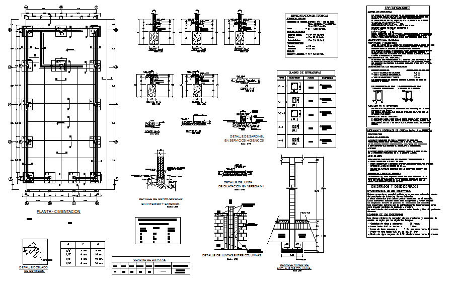 Foundation plan commercial working plan detail dwg file - Cadbull