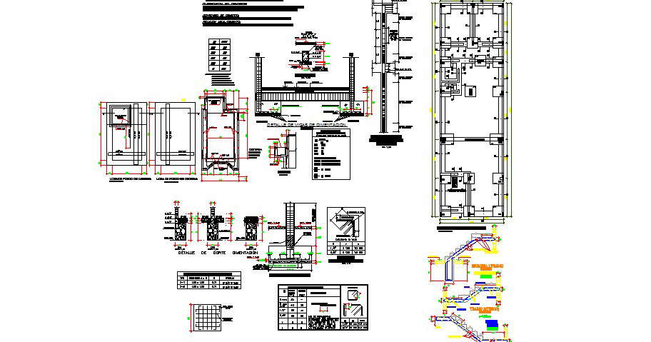 Foundation plan details with staircase, column and beam cad ...