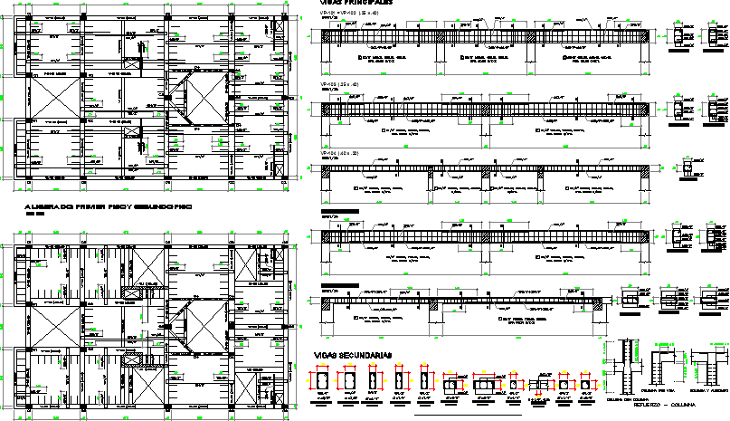 Foundation plan with beam construction of residential building dwg file ...