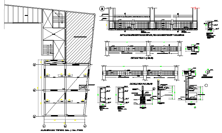 Foundation plan with column and beam of corporate office dwg file - Cadbull