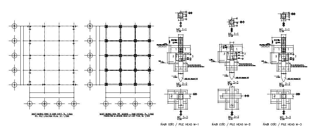 Foundation plan with column structure details of dump house dwg file ...