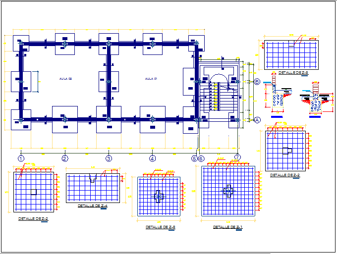 Foundation Plan With Construction Detail Of Education Center Dwg File Cadbull