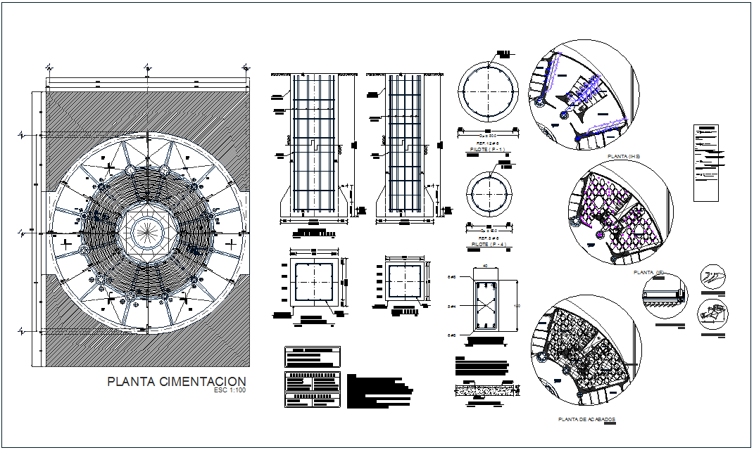 Foundation plan with detail for high rise building dwg file - Cadbull