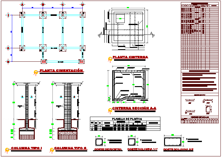 Foundation plan with detail of column foundation for communication ...