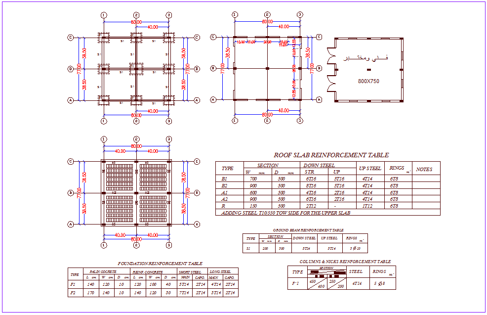 Foundation Plan With Roof Slab Reinforcement Dwg File Cadbull Images ...