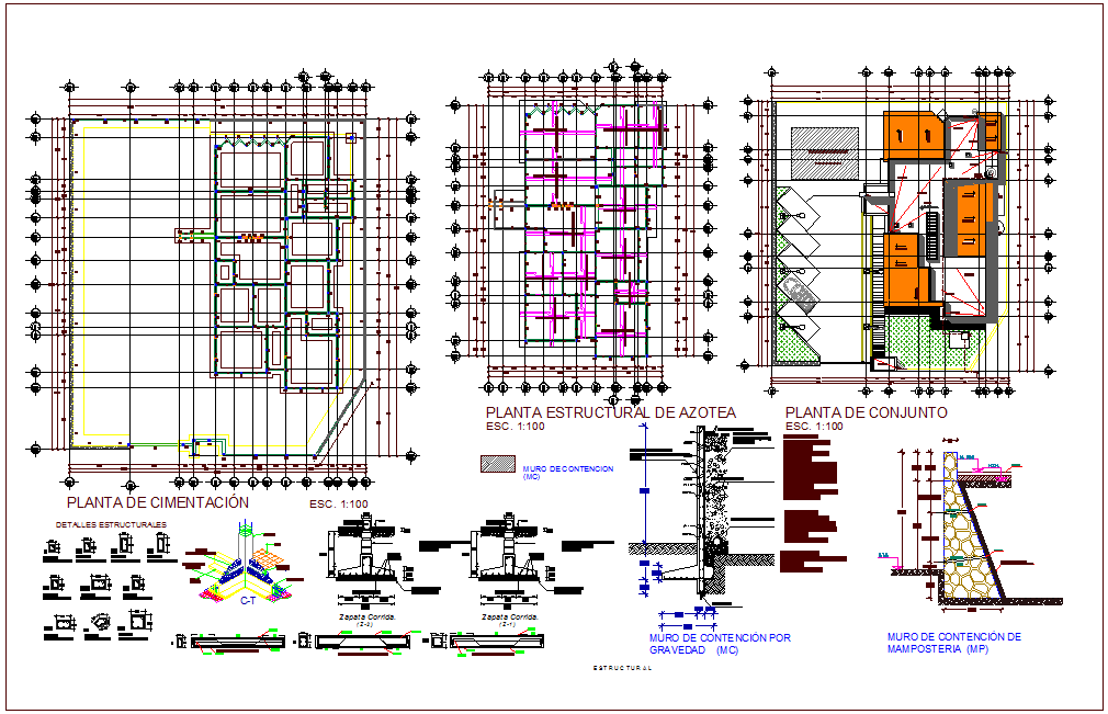 Foundation plan with structure detail of rural clinic dwg file - Cadbull