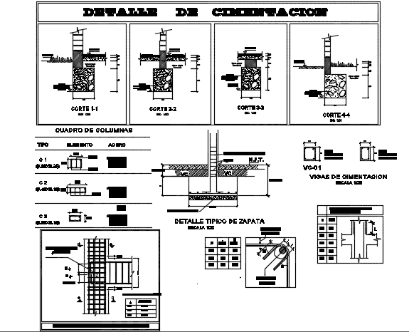 Foundation section detail dwg file - Cadbull