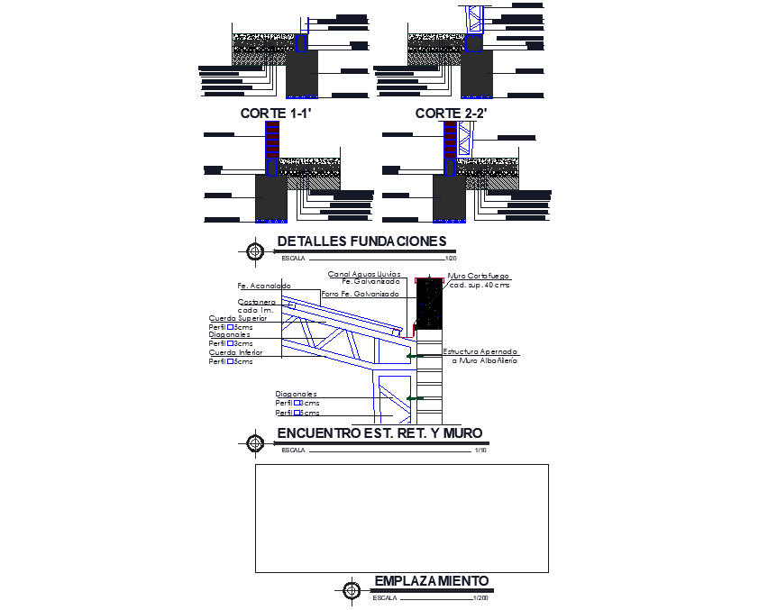 Foundation Section Plan Detail Cadbull