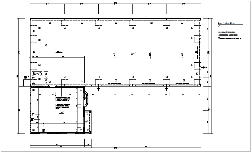 Foundation view of floor plan with construction detail dwg
