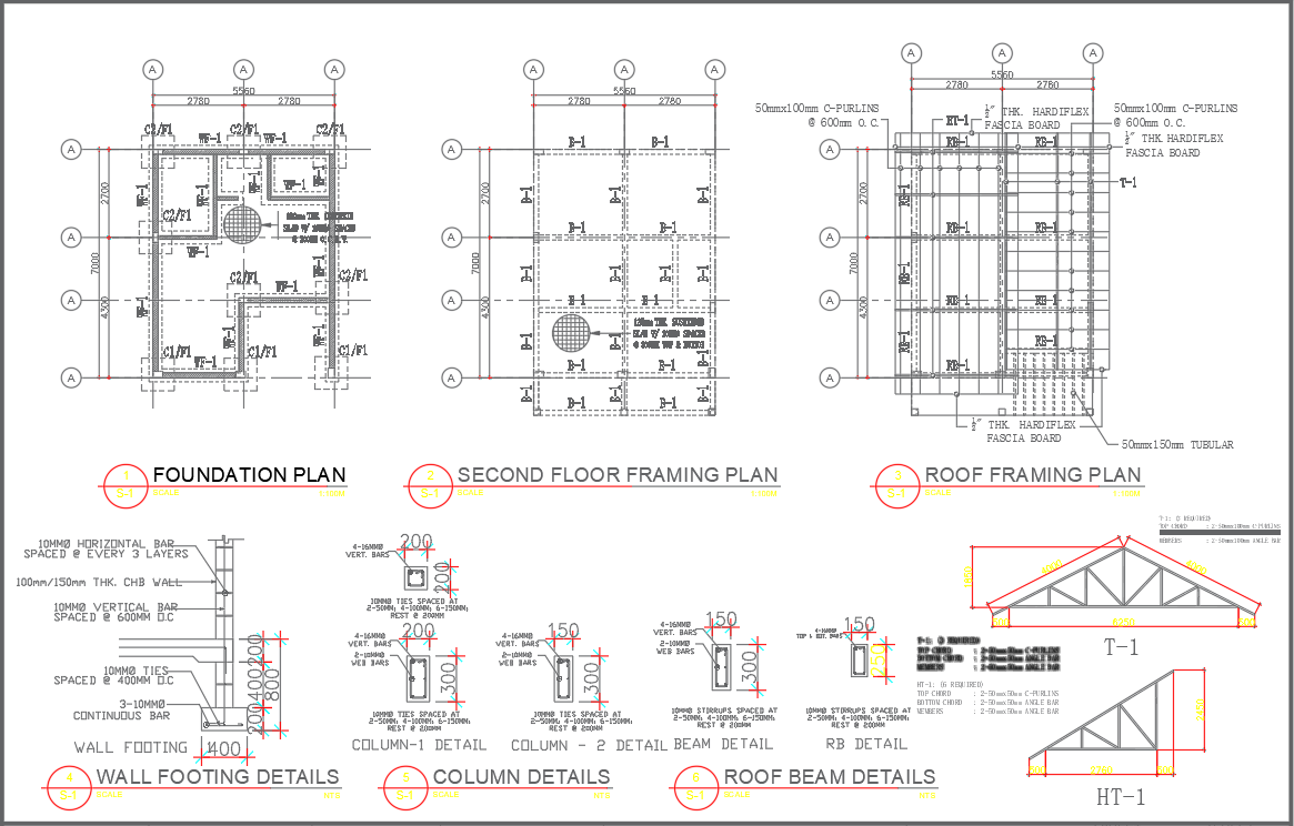 Foundation Column and Beam Details for 2-Storey 3 BHK Residential House ...