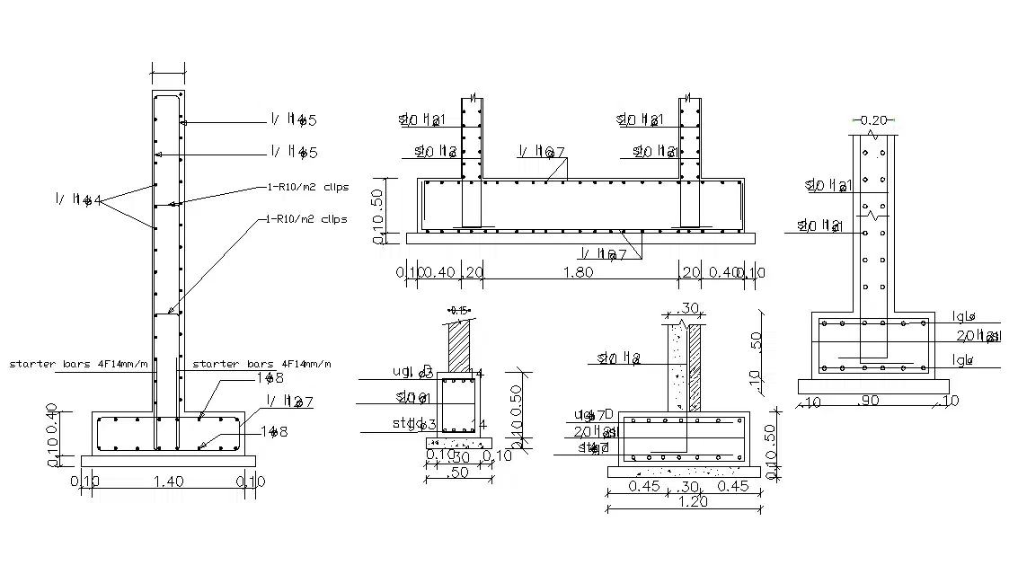 Foundation Details Layout Autocad File Cadbull