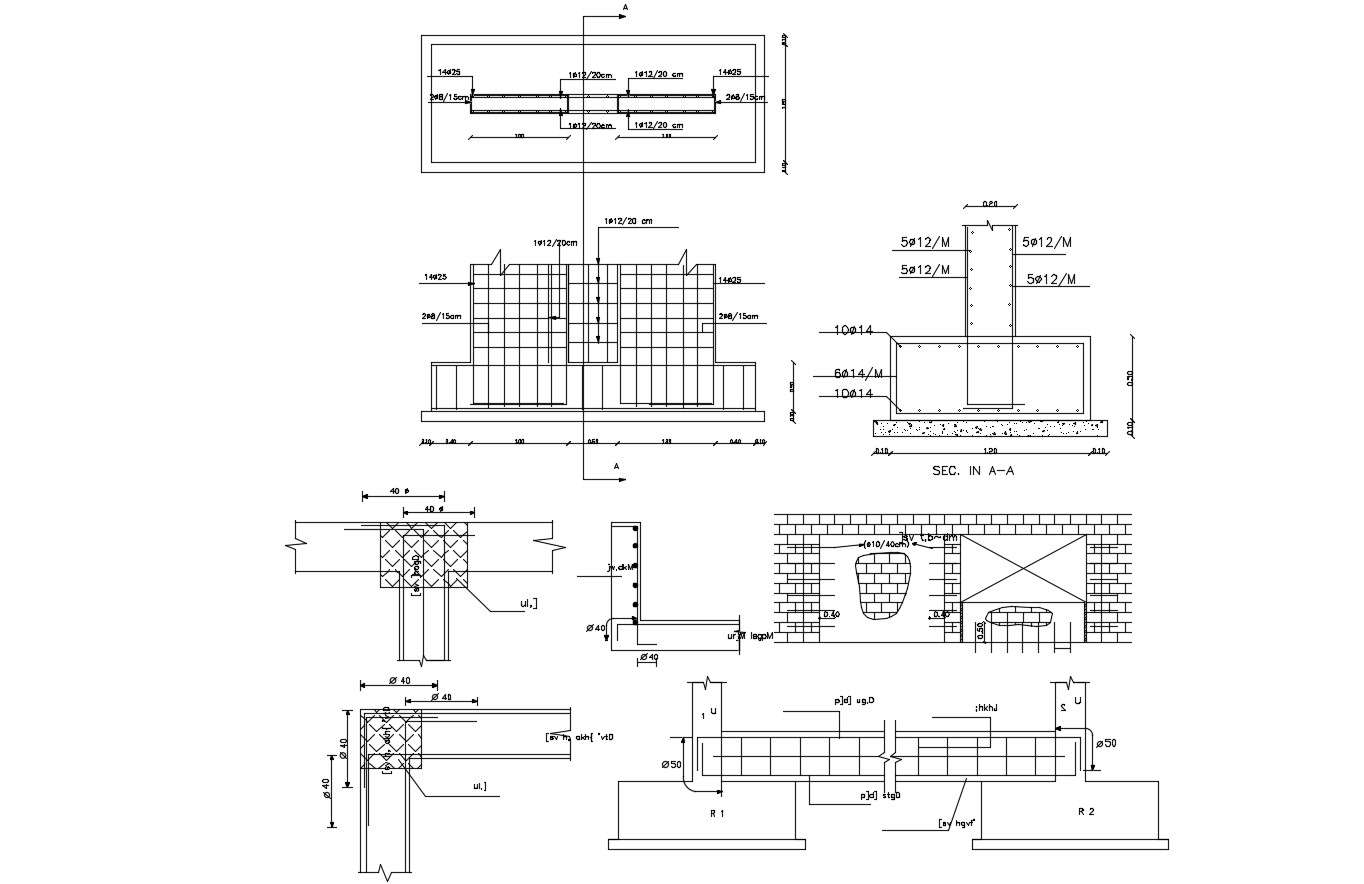 Foundation Layout Detail AutoCAD File - Cadbull