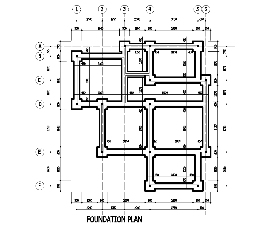 Foundation Layout Of 11x11m House Plan Is Given In This Autocad Drawing File Download Now