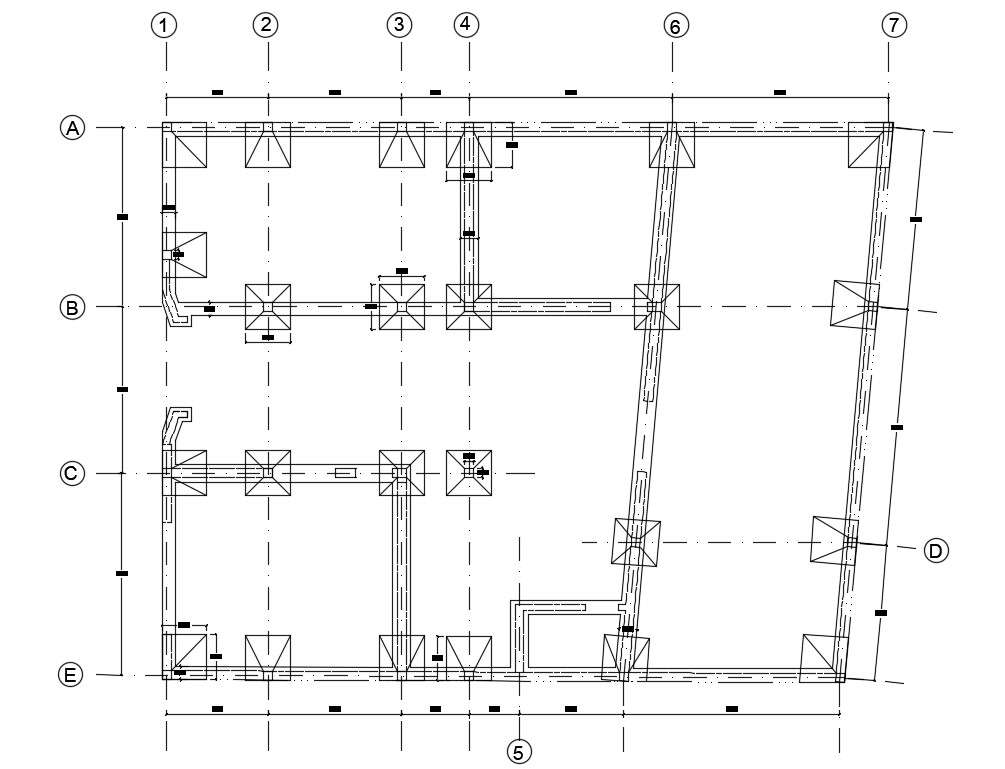 Foundation Layout Of 12x15m House Plan Has Been Given In This Autocad Drawing File Download The