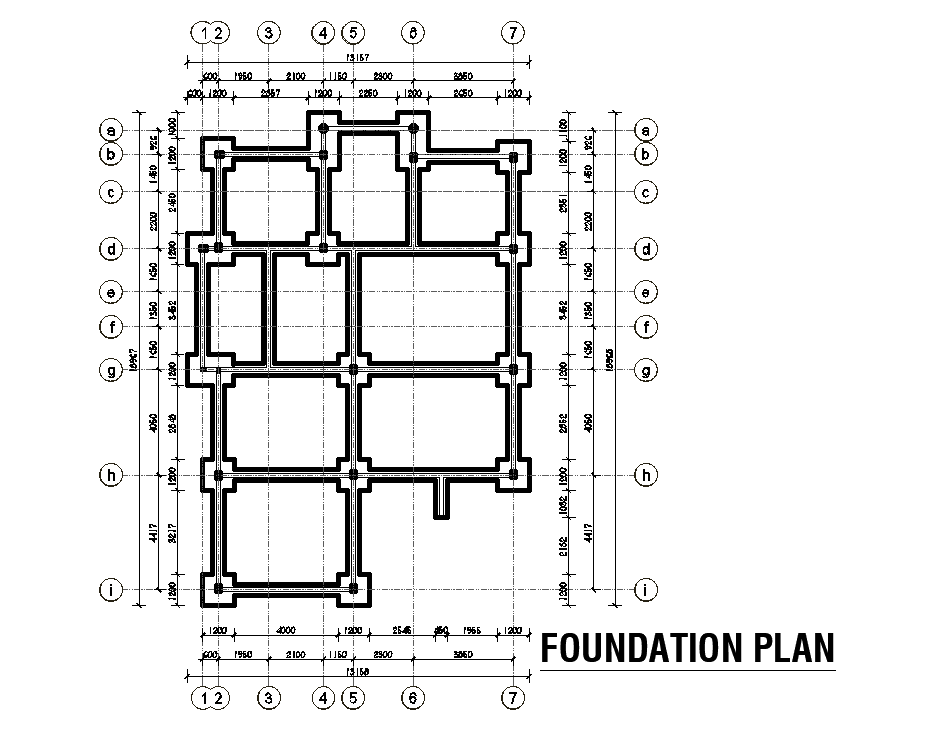 Foundation Layout Of 12x18m House Plan Is Given In This Autocad Drawing File Download Now