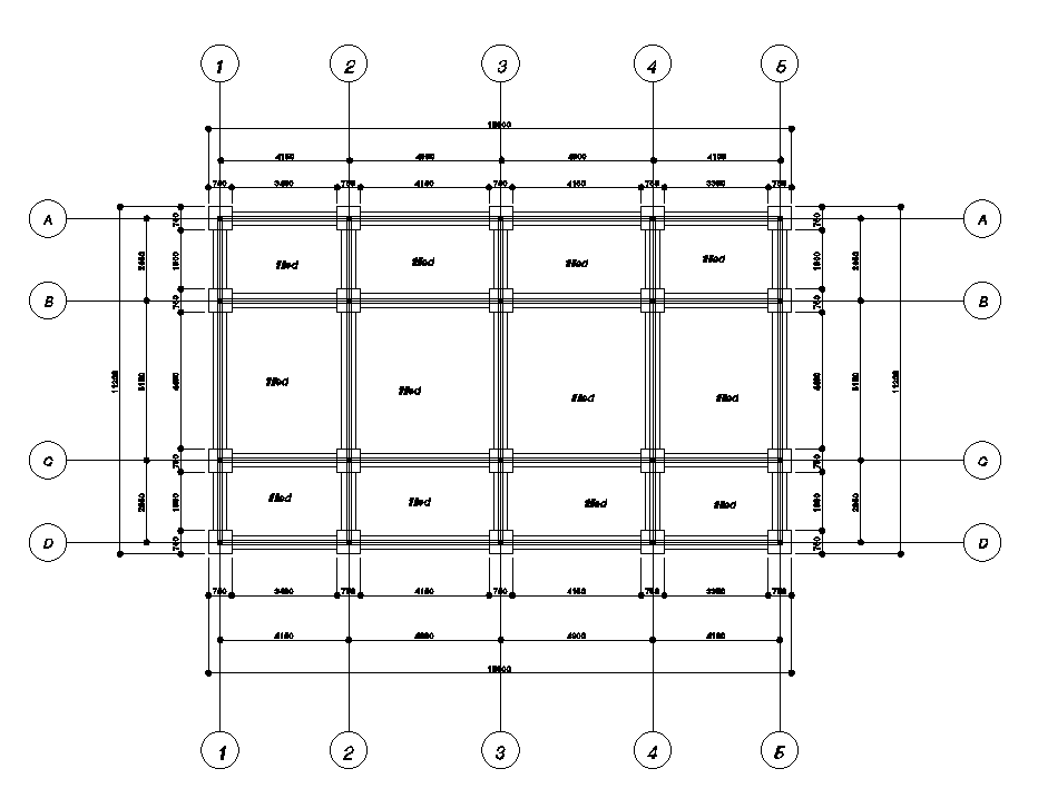 Foundation Layout Of 18x11m Office Plan Is Given In This Autocad 