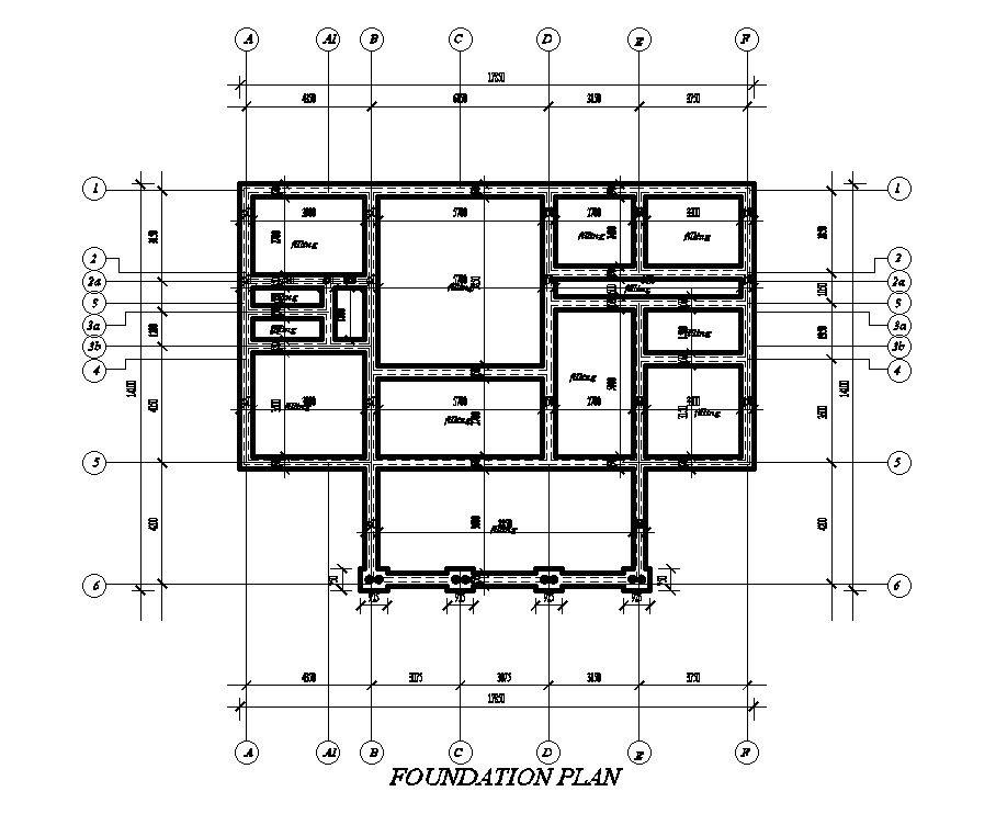 Foundation Layout Of 18x14m Floor House Plan Is Given In This Autocad Drawing File Download Now