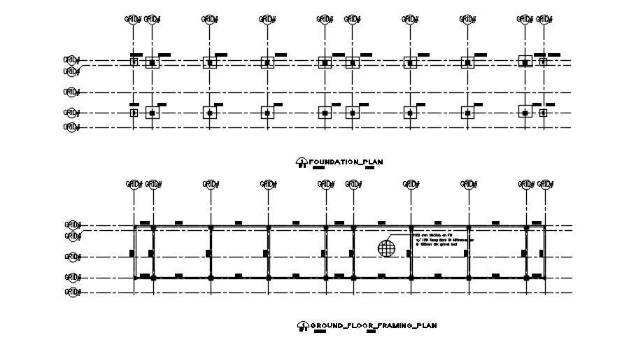 Foundation Plan And Ground Floor Framing Plan Design In Autocad Drawing Dwg File Cad File