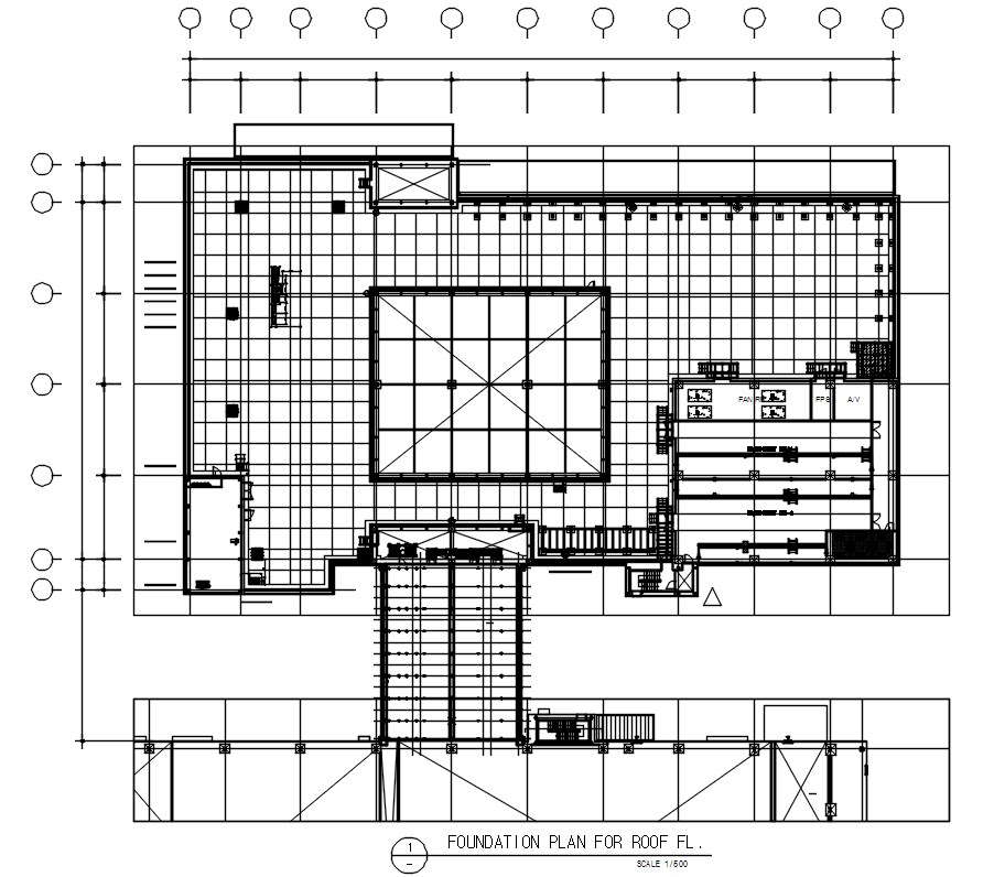 Foundation plan for roof floor design in AutoCAD 2D drawing, CAD file ...