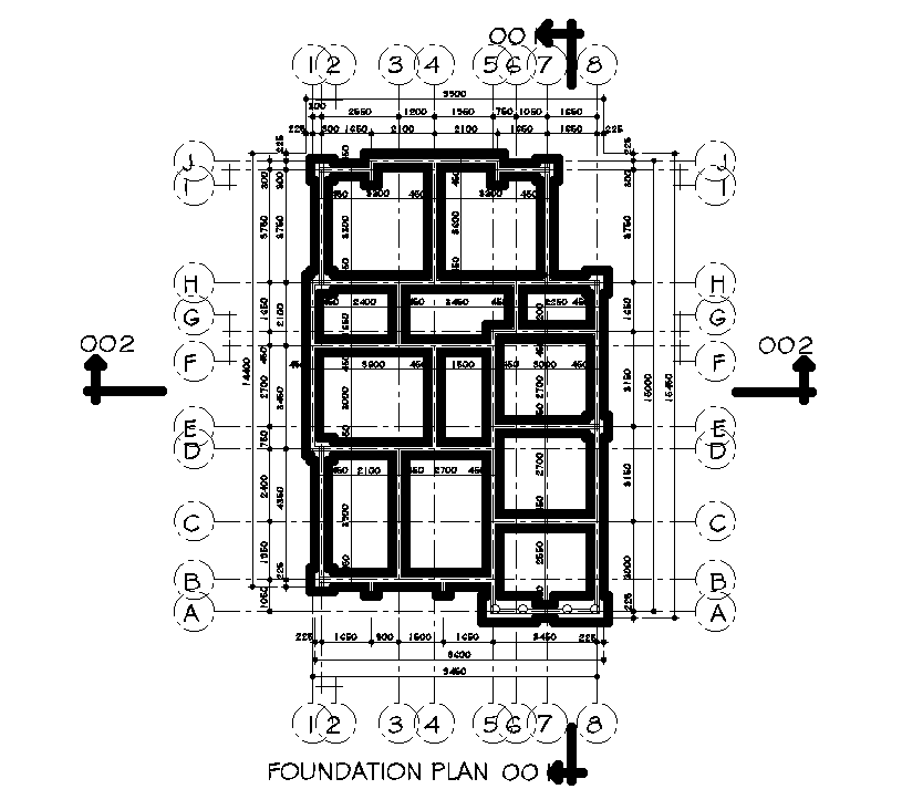 Foundation Plan Of 10x15m House Plan Is Given In This Autocad Drawing File Download Now Cadbull