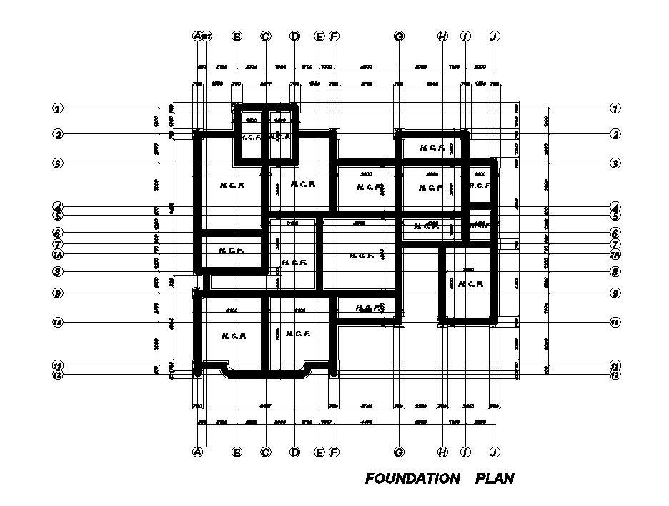 Foundation Plan Of 20x19m House Plan Is Given In This Autocad Drawing File Download Now Cadbull