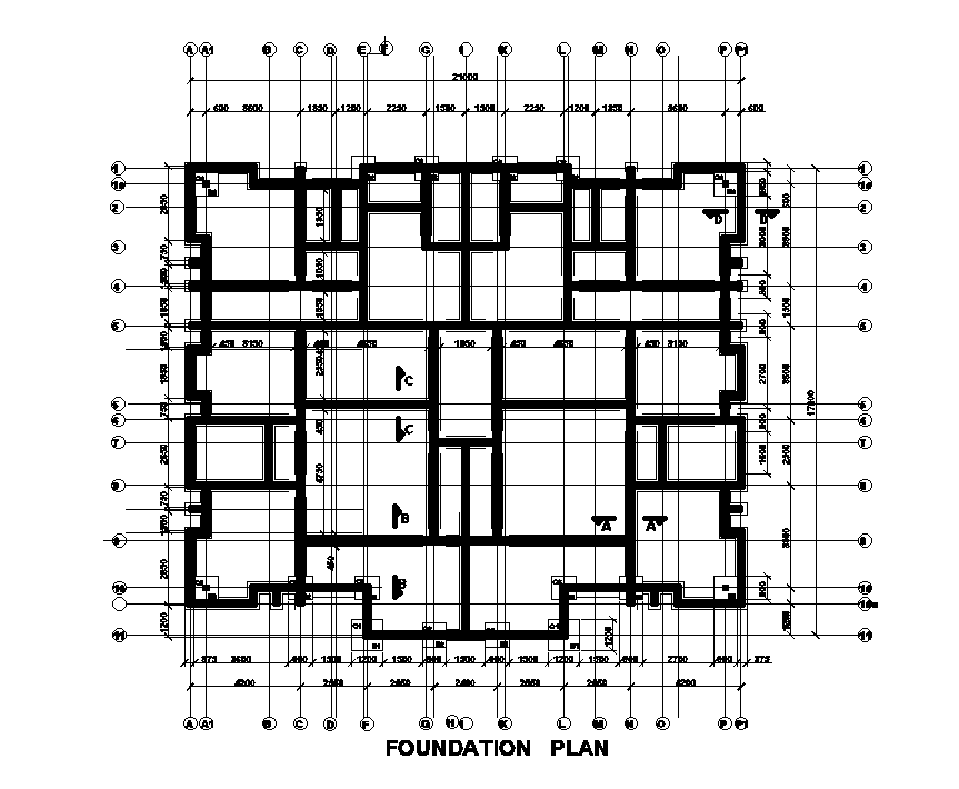 Foundation Plan Of 21x18 Ground Floor House Plan Is Given In This Autocad Dwg Drawing File