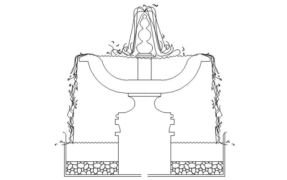 Fountain elevation details in AutoCAD, dwg file. - Cadbull