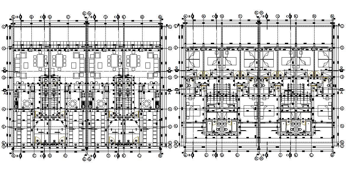 Four Cluster Design Apartment CAD Drawing - Cadbull