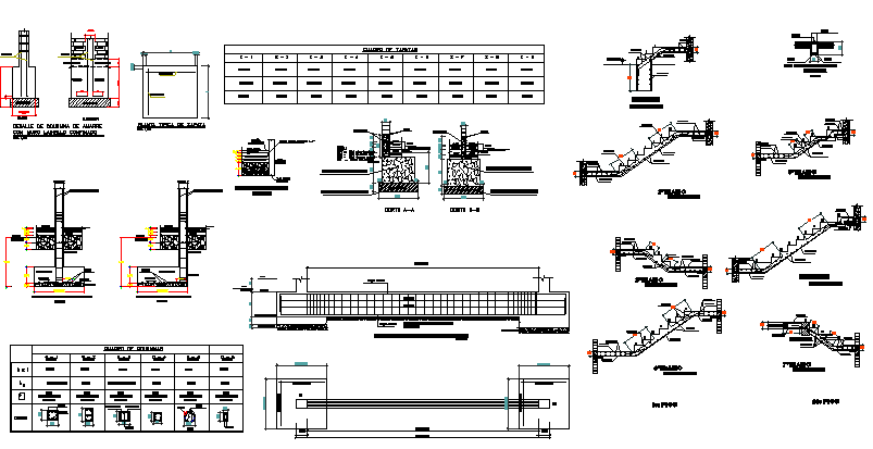 Four flooring multi-family housing flats constructive details dwg file ...