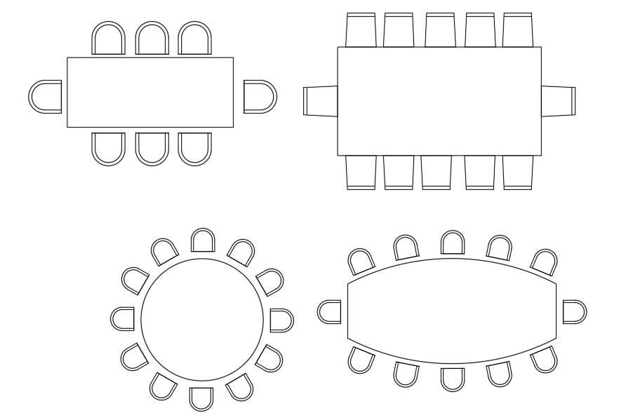 Four Different Dining Table Design Free CAD Blocks - Cadbull